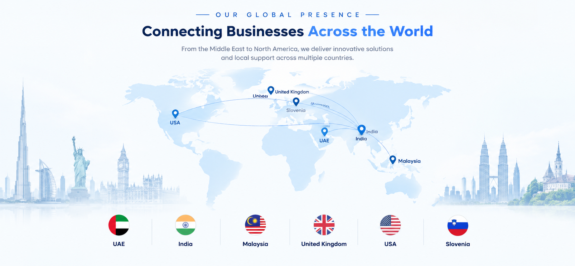 MAMS Infra global presence map